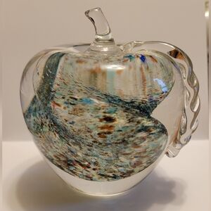 Handmade Blown Glass Art Paperweight Signed 1992